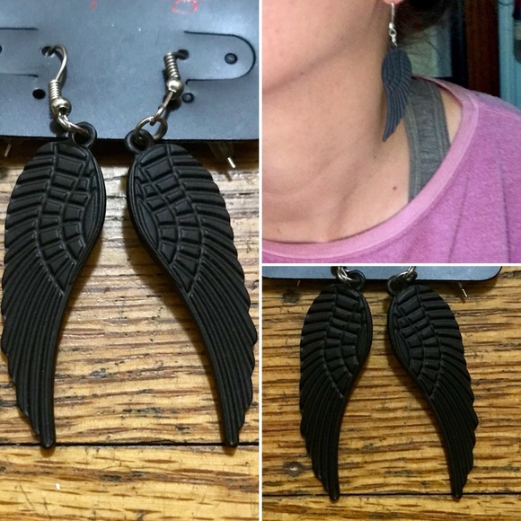 Jewelry - Black Angel Wing Earrings NWT